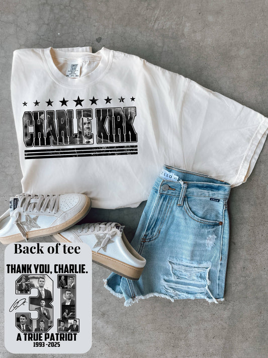 Charlie Kirk here I am send me comfort colors tee