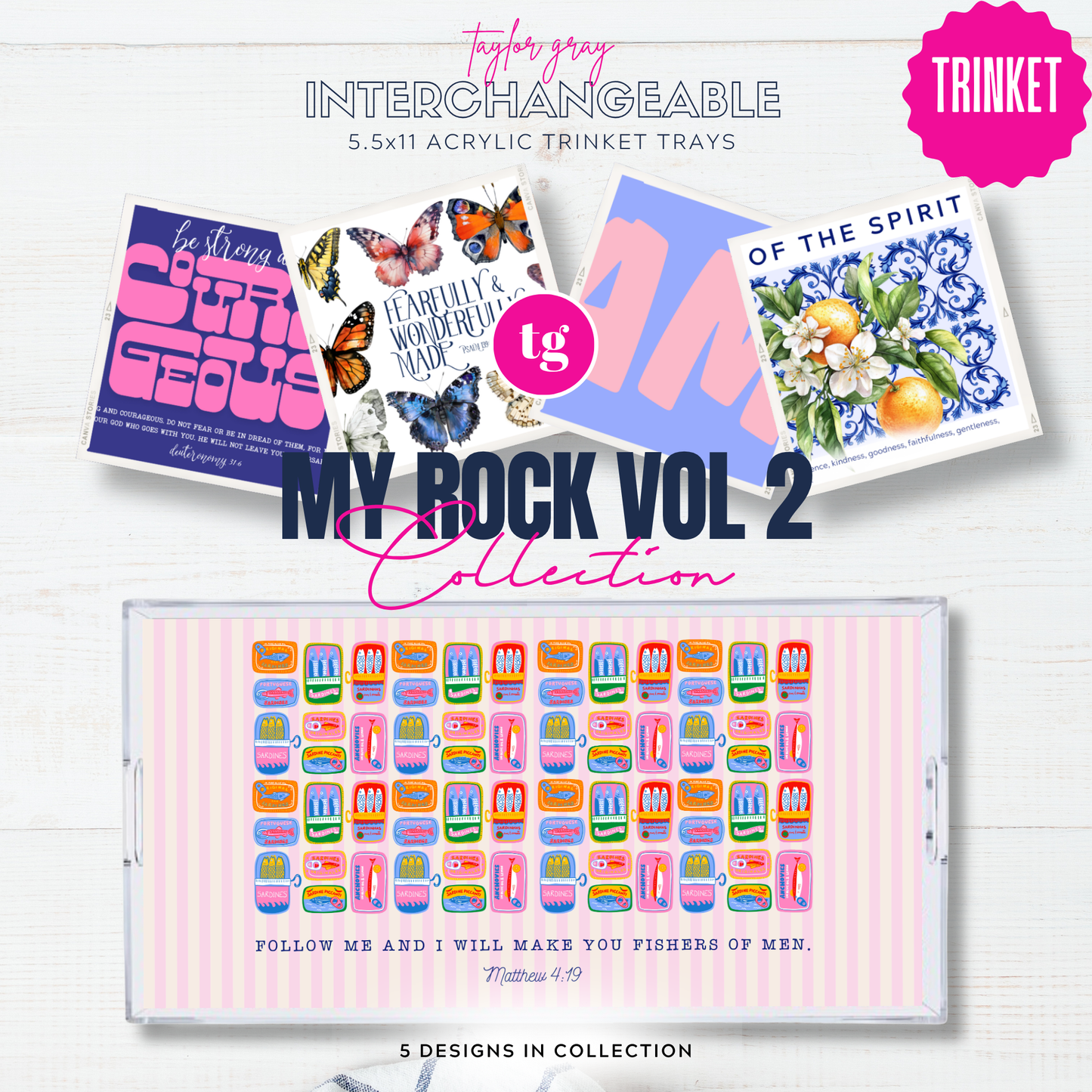 5.5x11 MY ROCK VOL 2 trinket tray insert set of 5