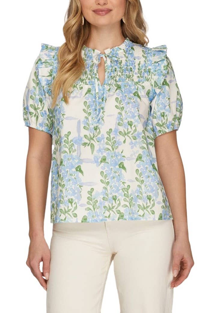 Floral Woven Print Top