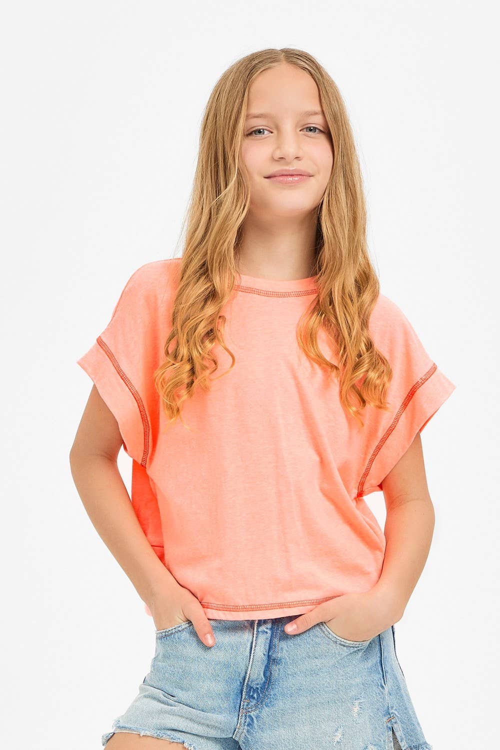 Overlap Open Back Reverse Stitched Top