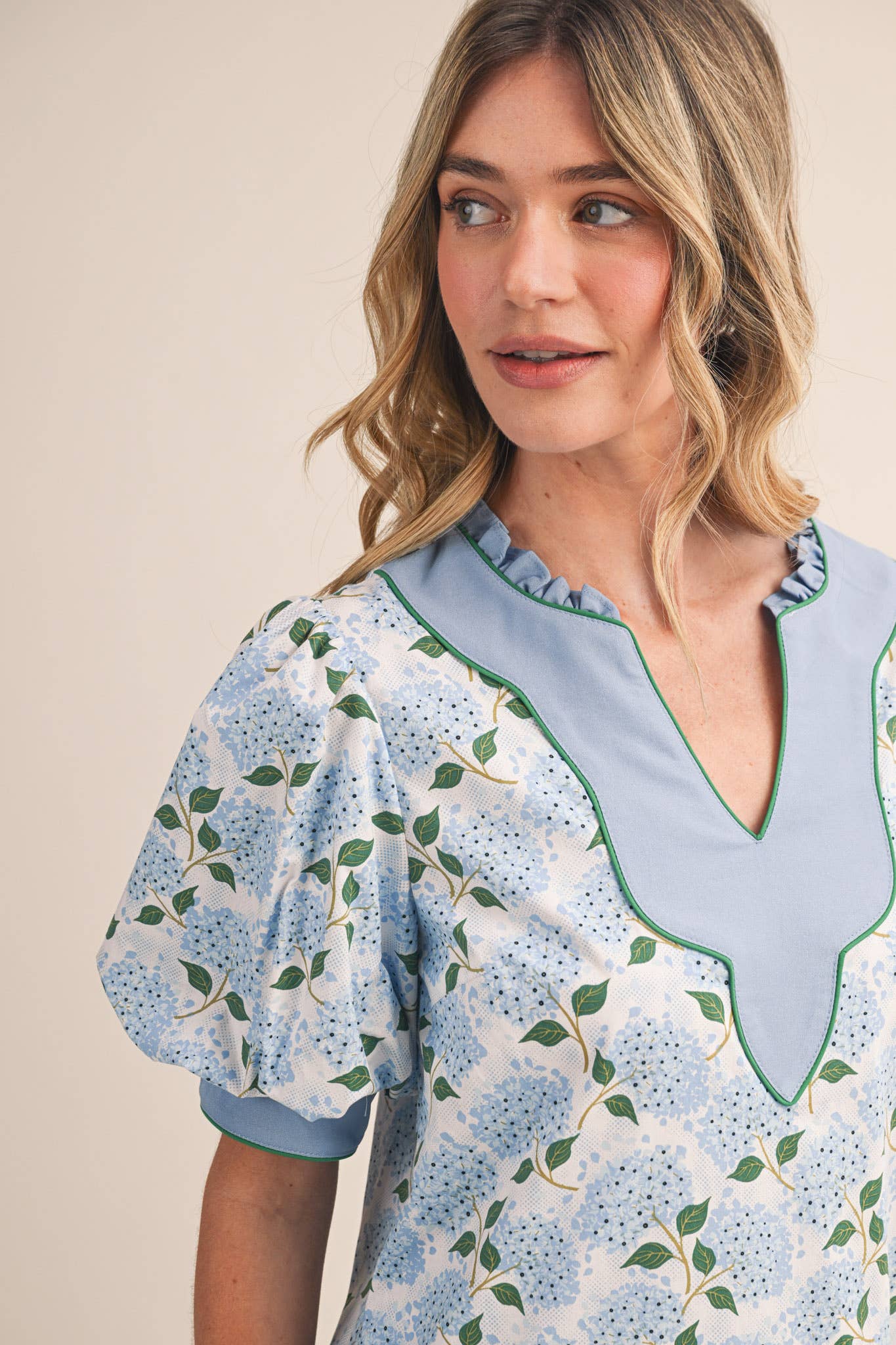 FLORAL PRINT PUFF SLEEVE A-LINE MINI DRESS MDR4855