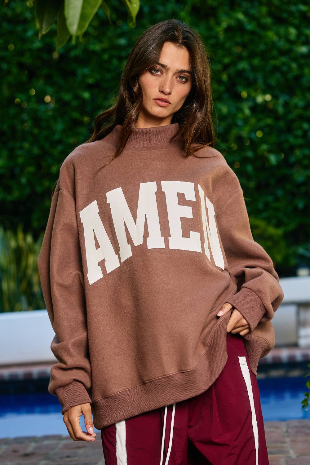 IT2594-WWJD 'WWJD & AMEN' Reversible Mock Neck Sweatshirt