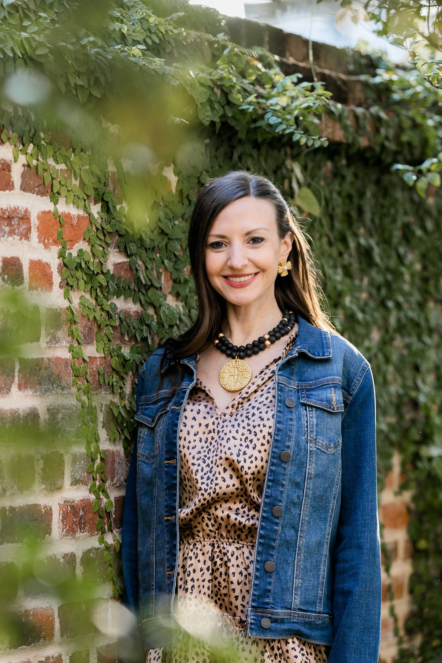 Julia Blair with Pearl Stud Earrings
