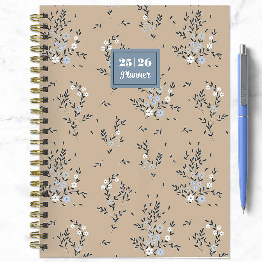 Rustic Floral Medium Weekly Monthly Planner 2025-2026