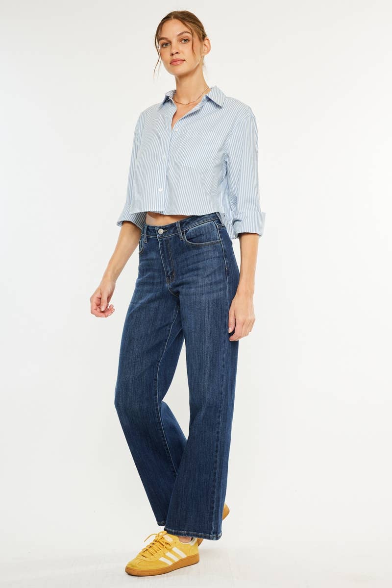 CRATER  OPEN PACK HIGH RISE WIDE LEG JEANS-KC20030D