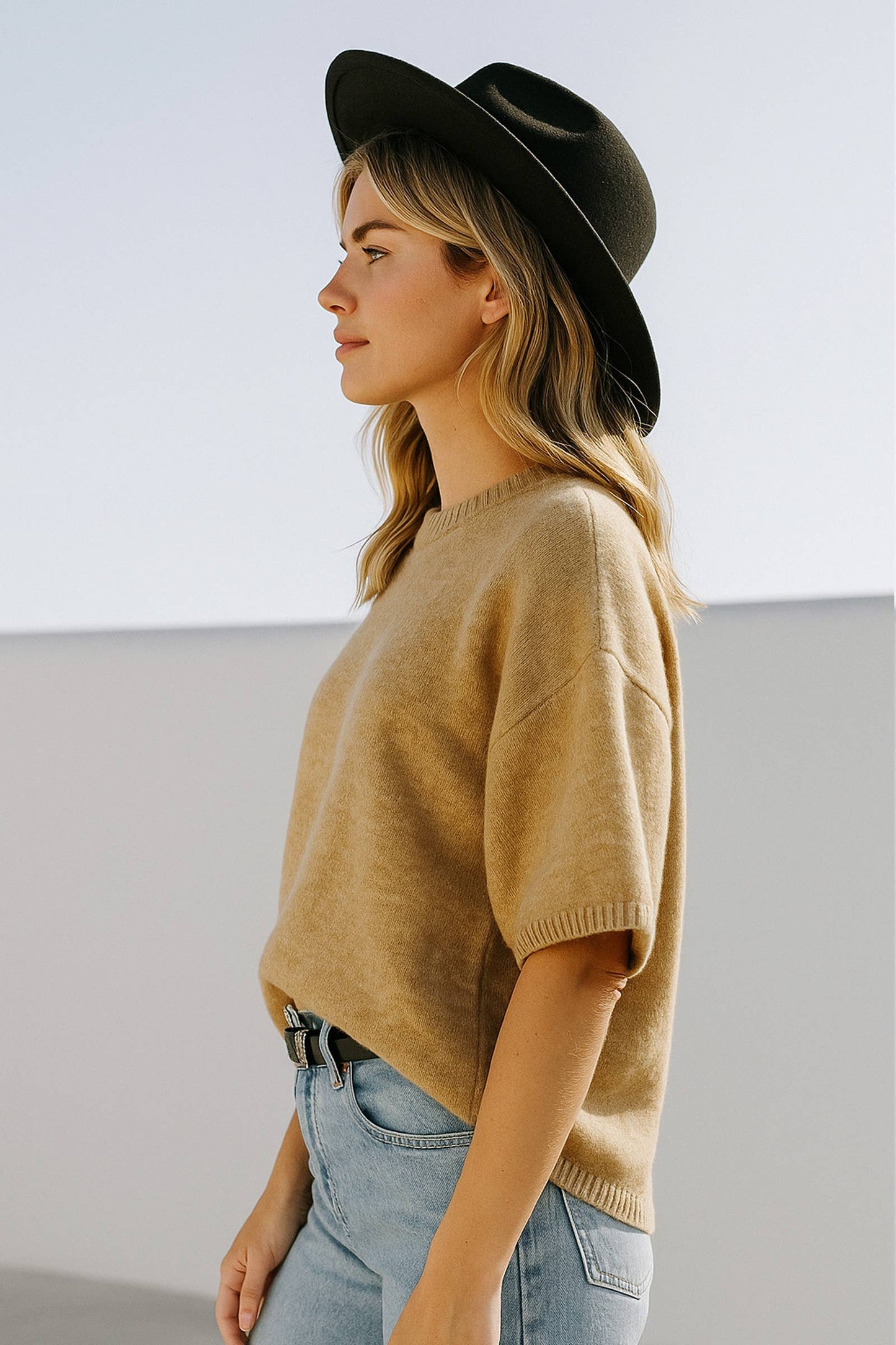 Short Sleeve Relaxed Sweater Top