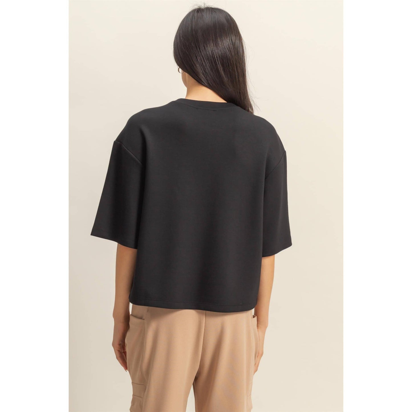 Double Knit Drop Shoulder Everyday Basic Top