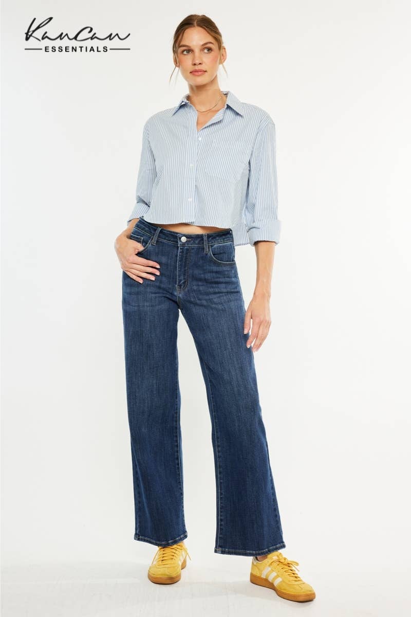 CRATER  OPEN PACK HIGH RISE WIDE LEG JEANS-KC20030D