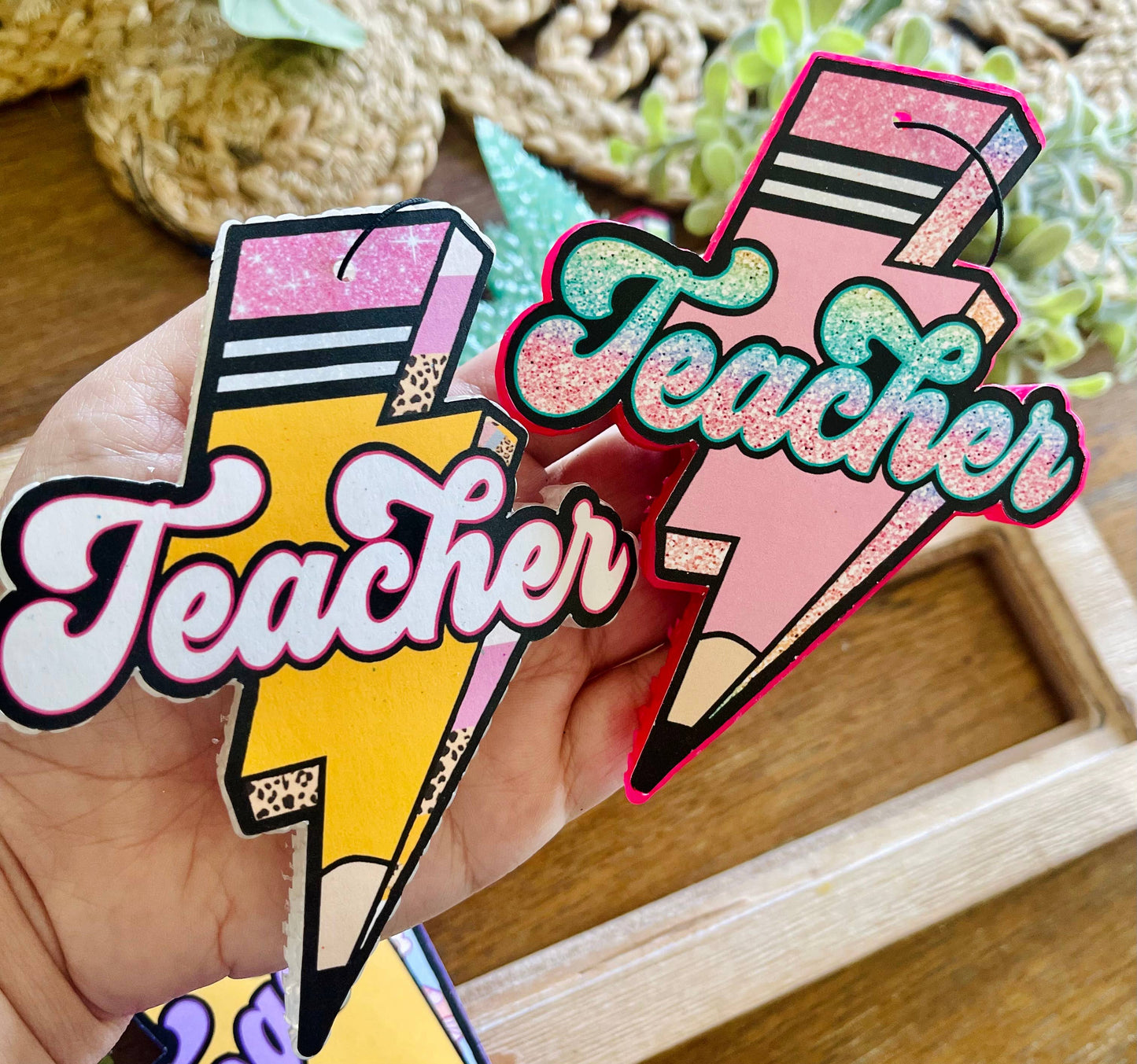 Teacher Lightening Bolt Car Freshie 