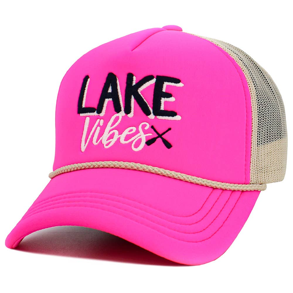 LAKE LIFE Message Embroidered Mesh Back Trucker Hat