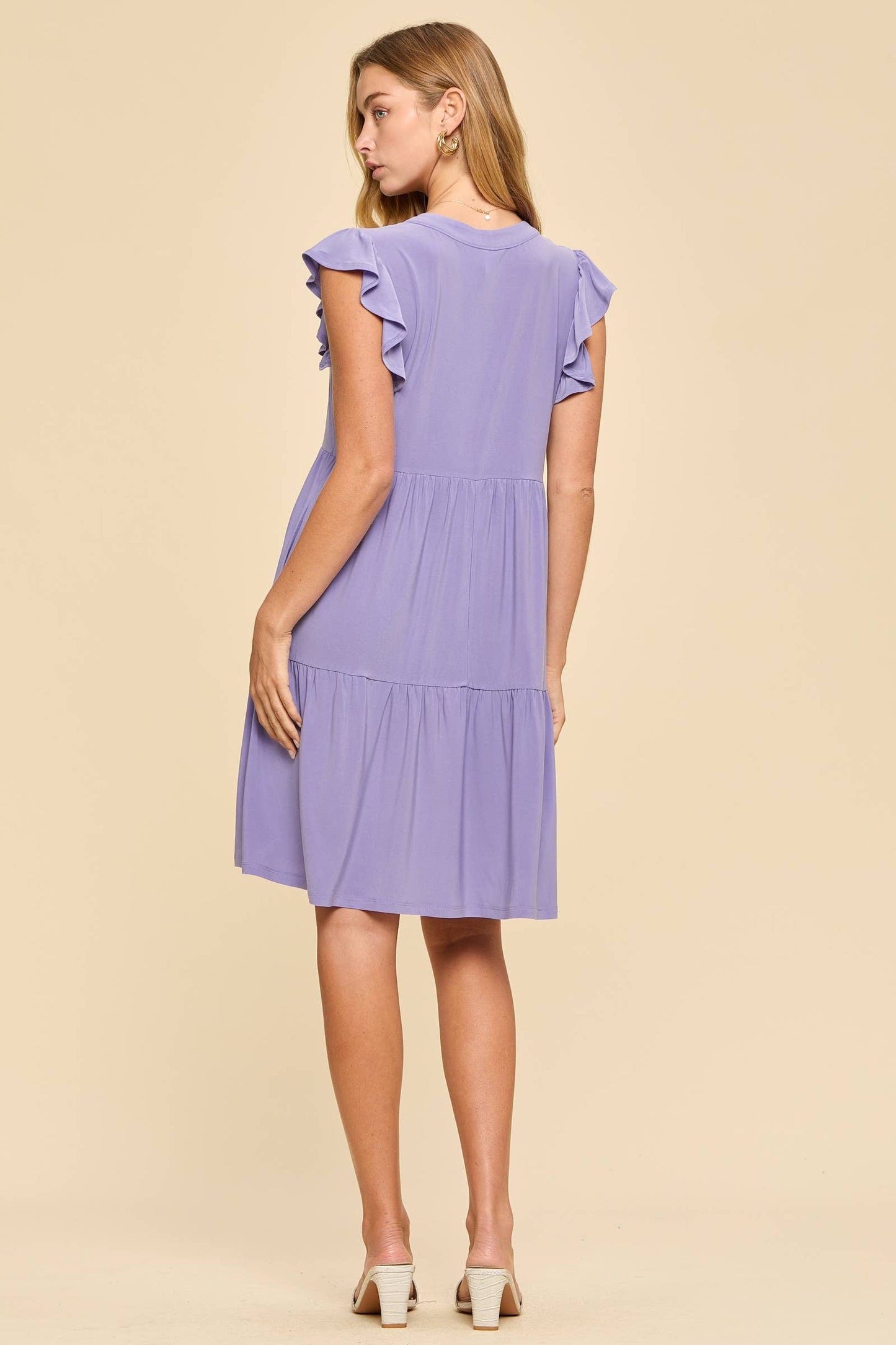 Flutter Sleeve Tiered Forever Dress