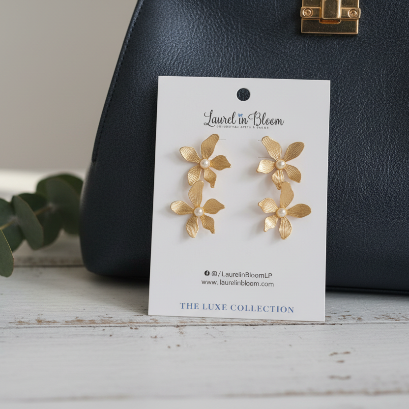 Vivienne Pearls and Petals Drop Earrings