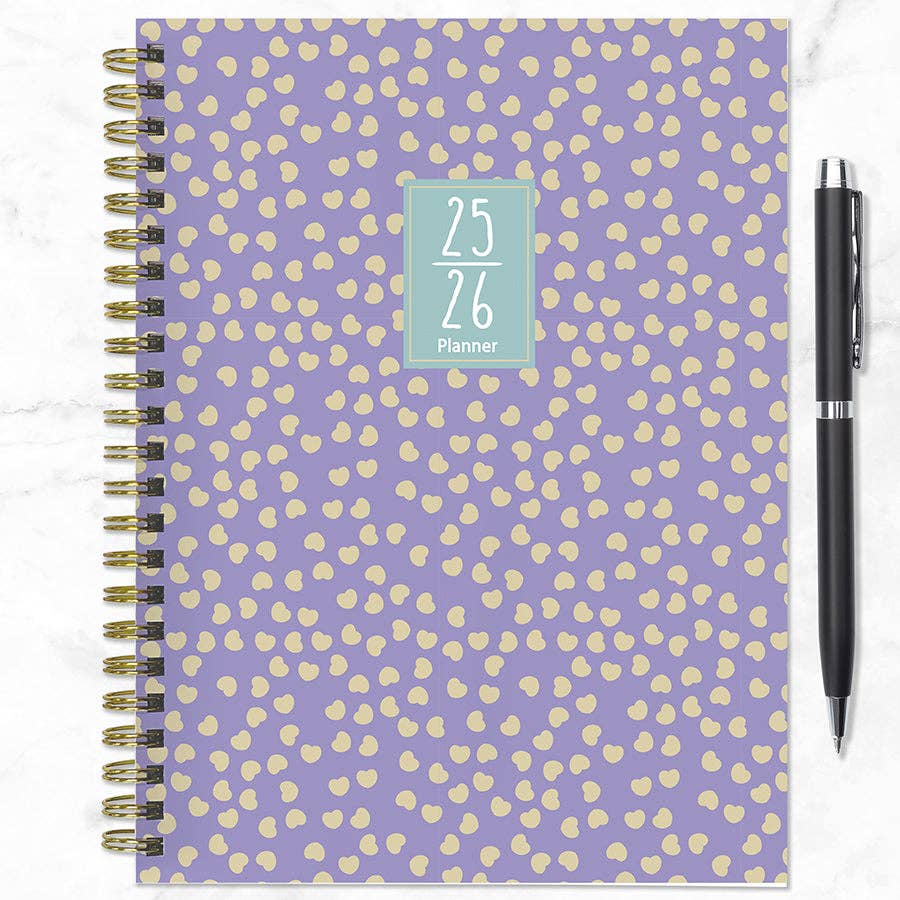 July 2025 - June 2026 Purple Polka Weekly Monthly Planner