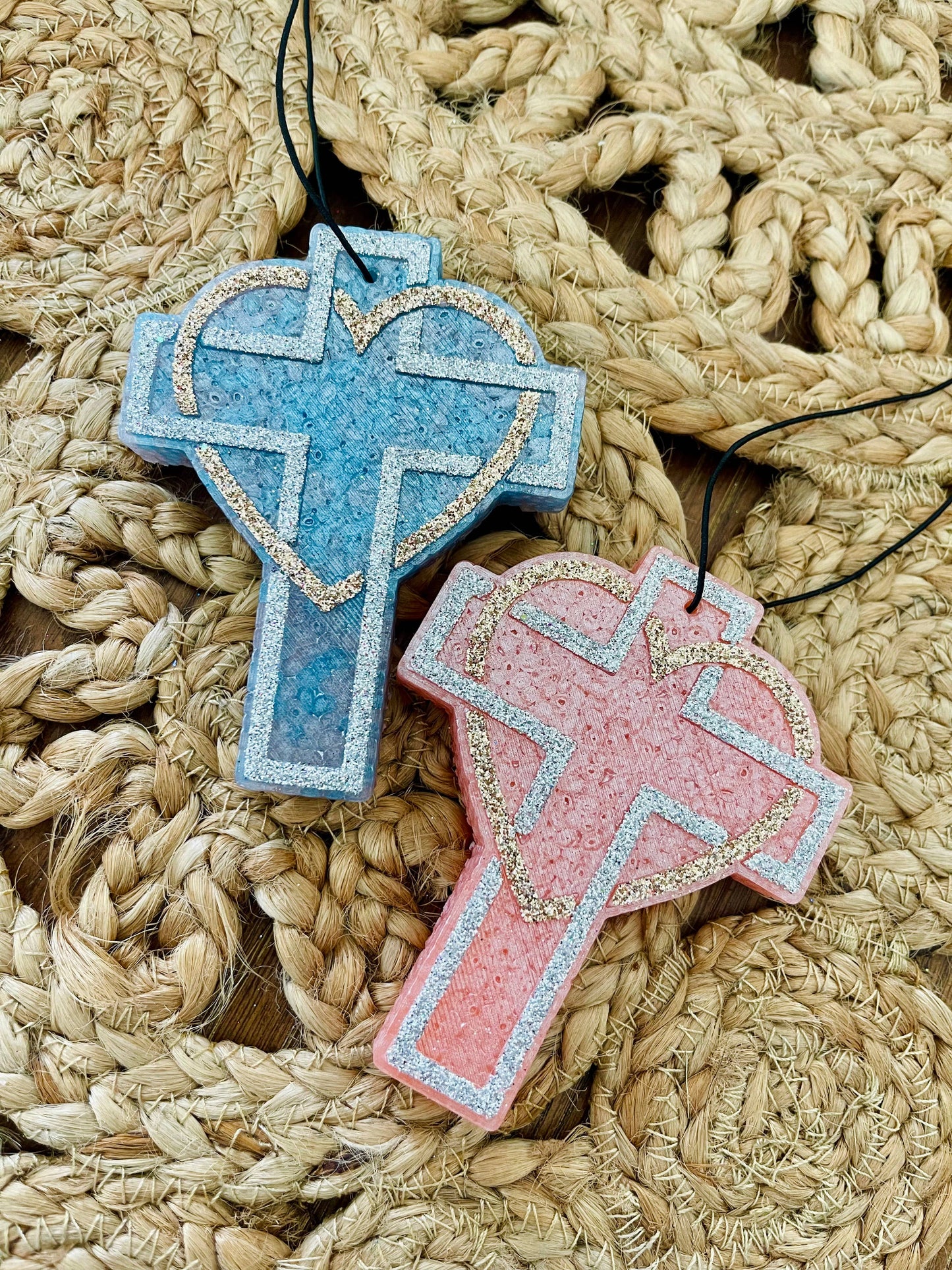 Cross with Heart Car Freshie 