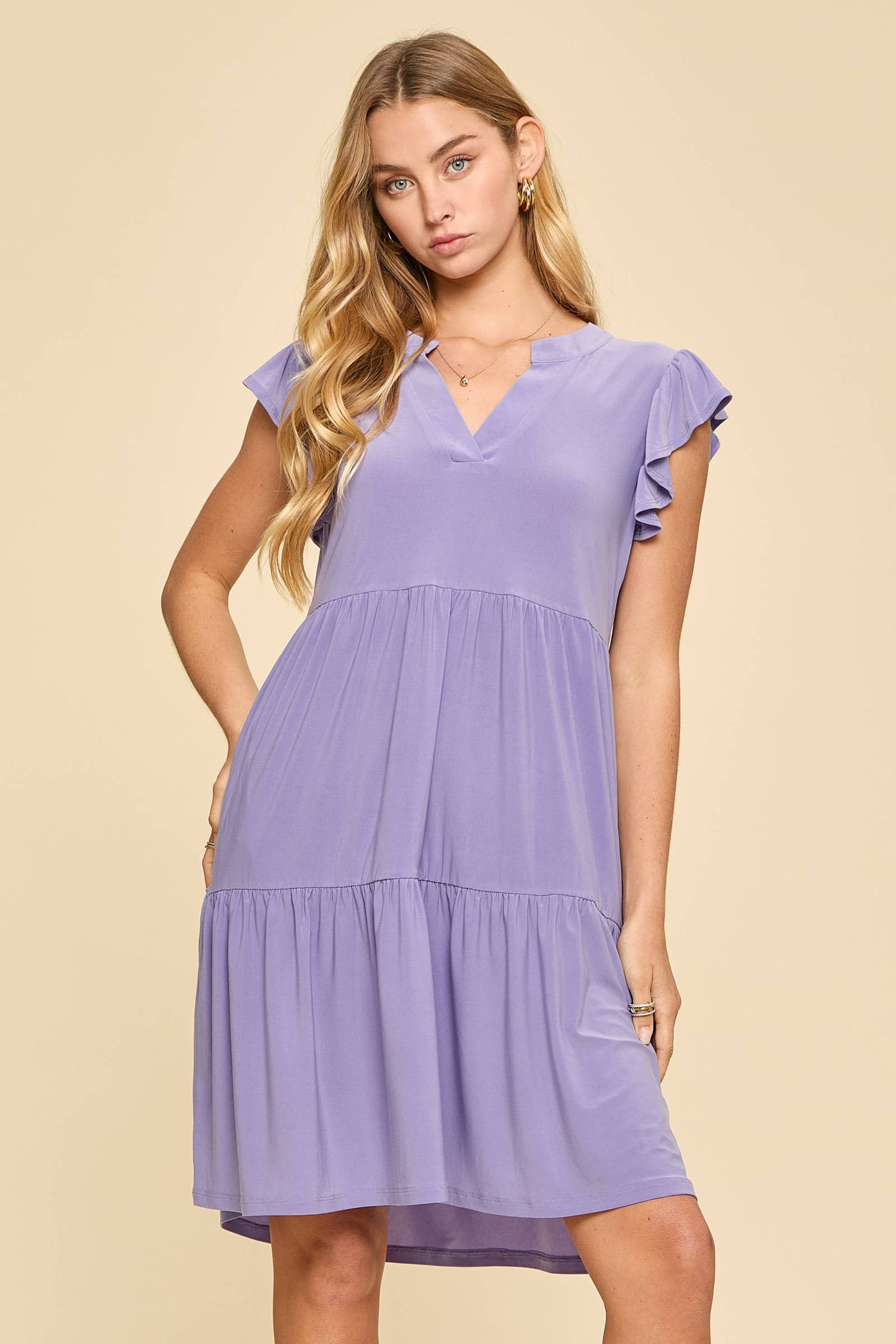 Flutter Sleeve Tiered Forever Dress