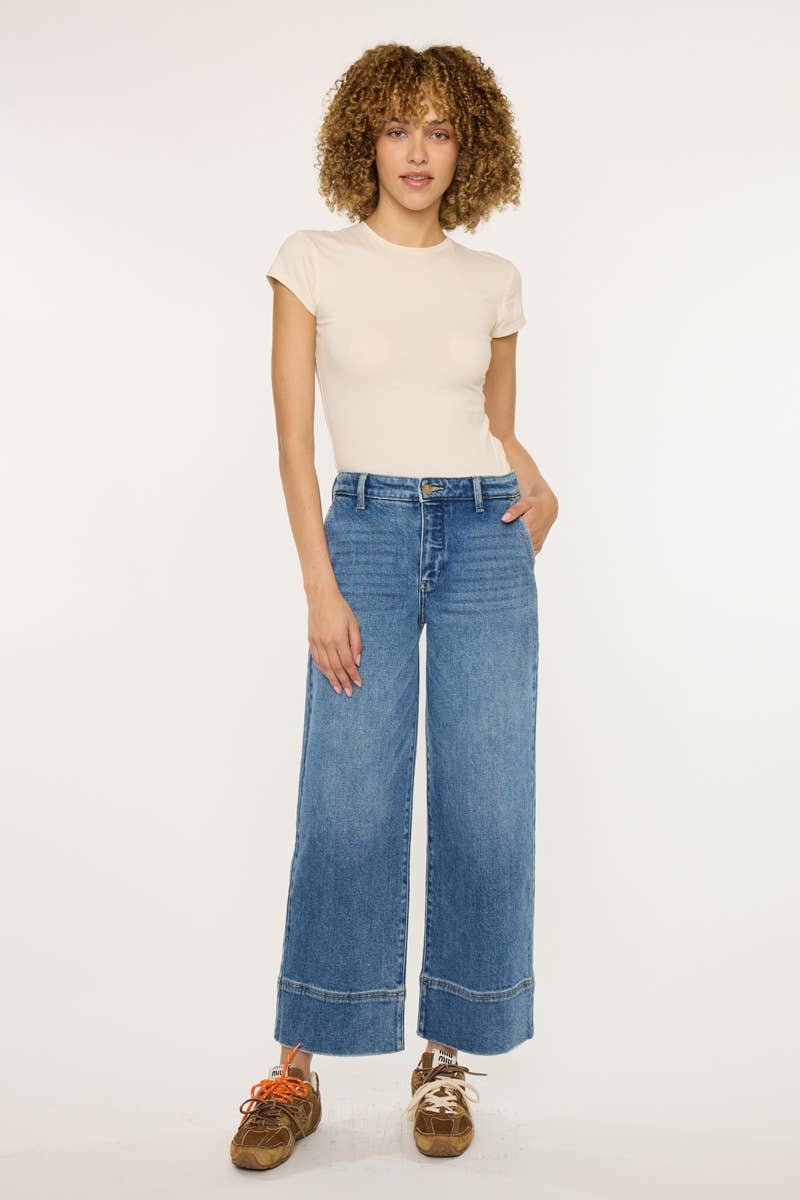 OPEN PACK HIGH RISE CROPPED WIDE LEG JEANS-KC9400D