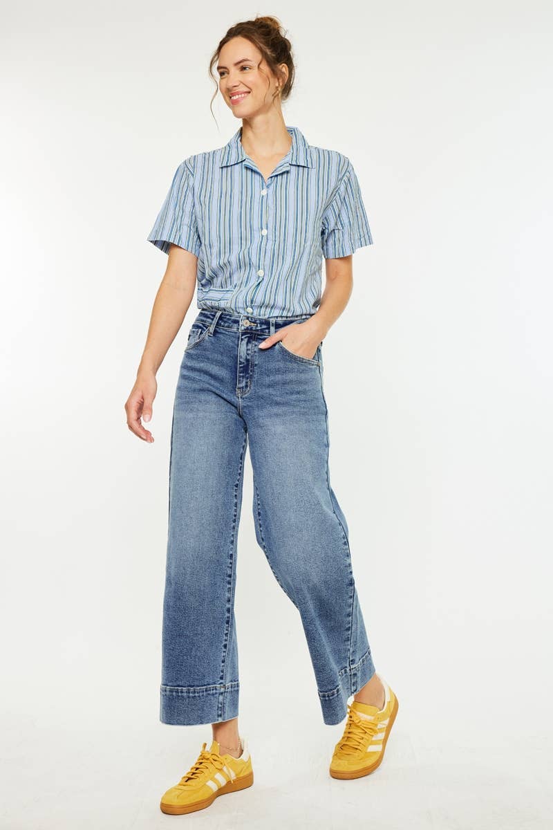OPEN PACK HIGH RISE CROP WIDE JEANS-KC7479D