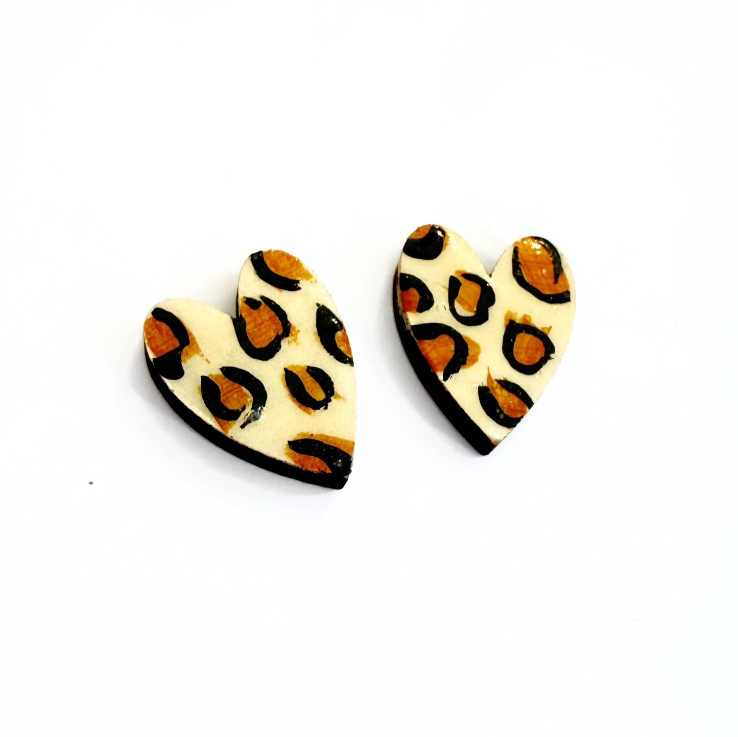 Leopard Print Heart Small Stud Earring - Valentine's Day