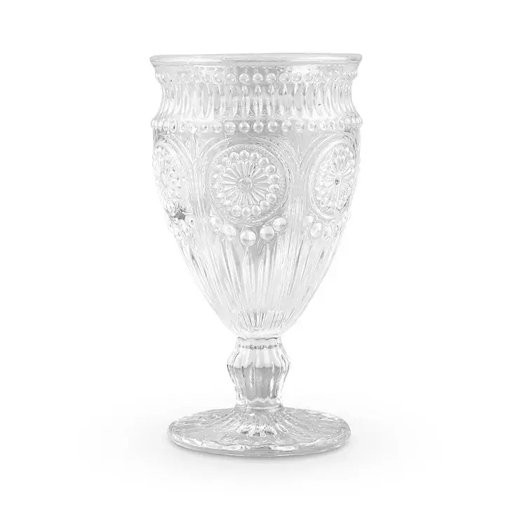Vintage Style Pressed Glass Wine Goblet