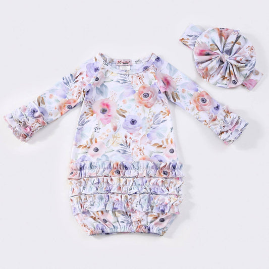 Watercolor Wispy Baby Gown