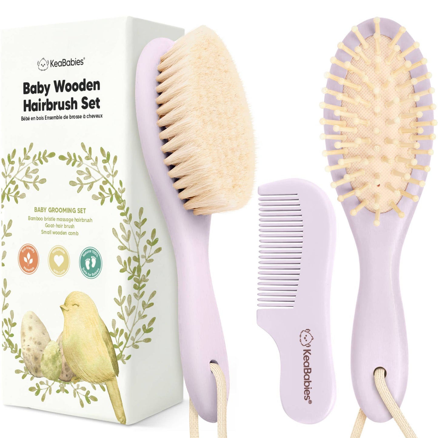 KeaBabies Baby Hair Brush and Comb Set
