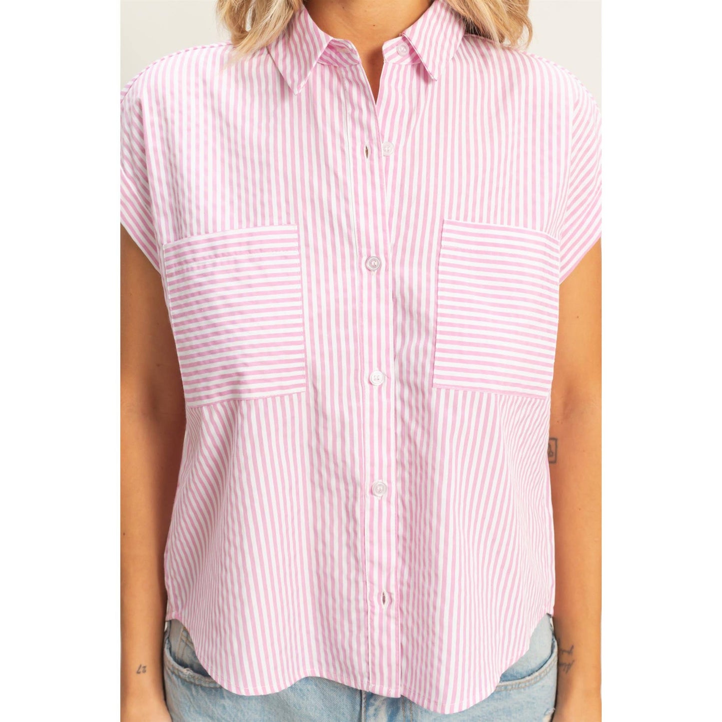 Button-Up Striped Shirt