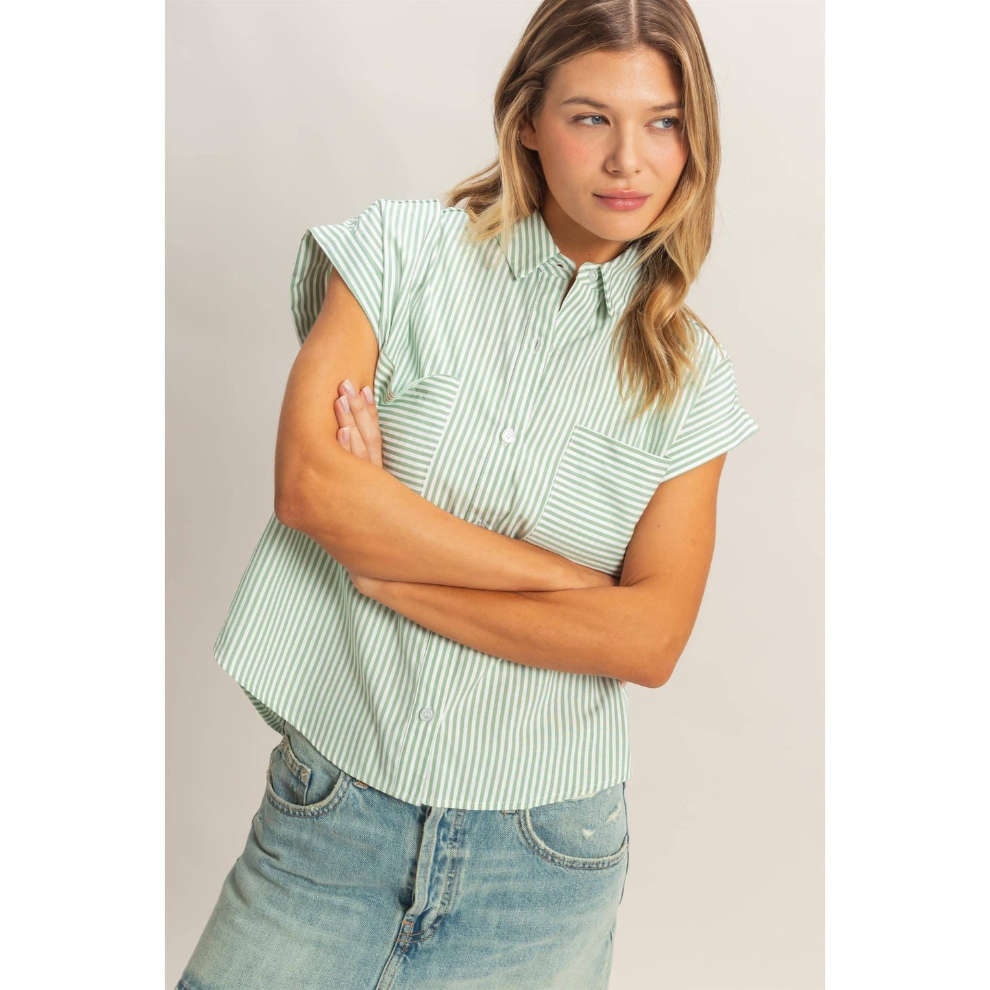 Button-Up Striped Shirt