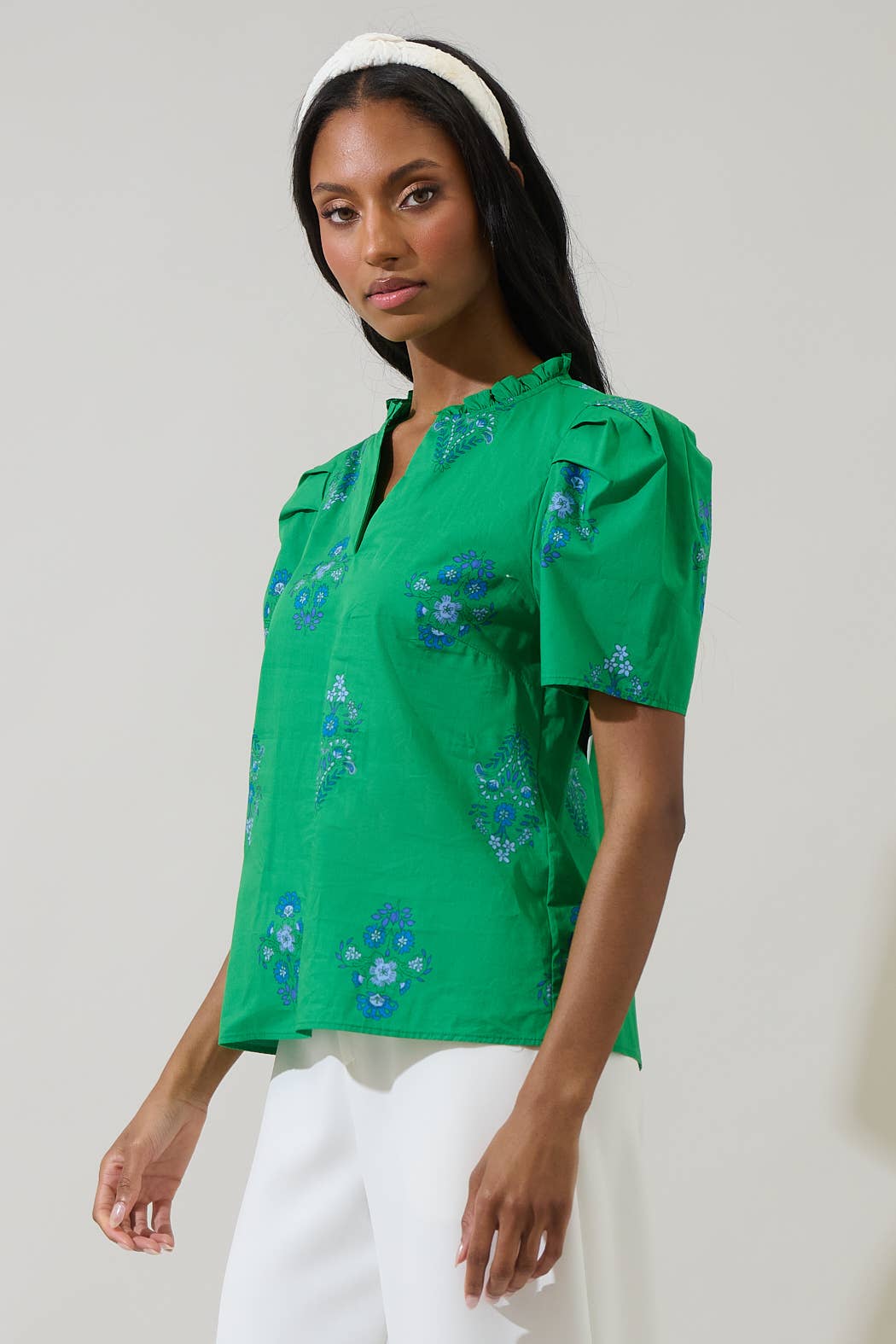 Halina Floral Gettie Ruffle Top