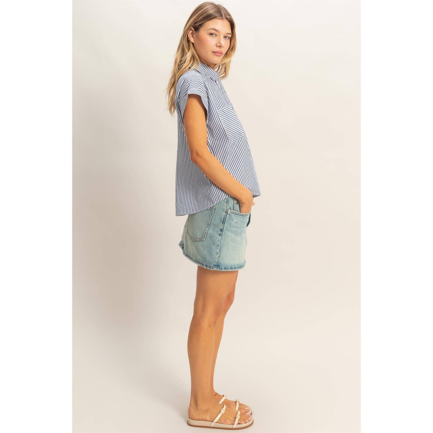 Button-Up Striped Shirt