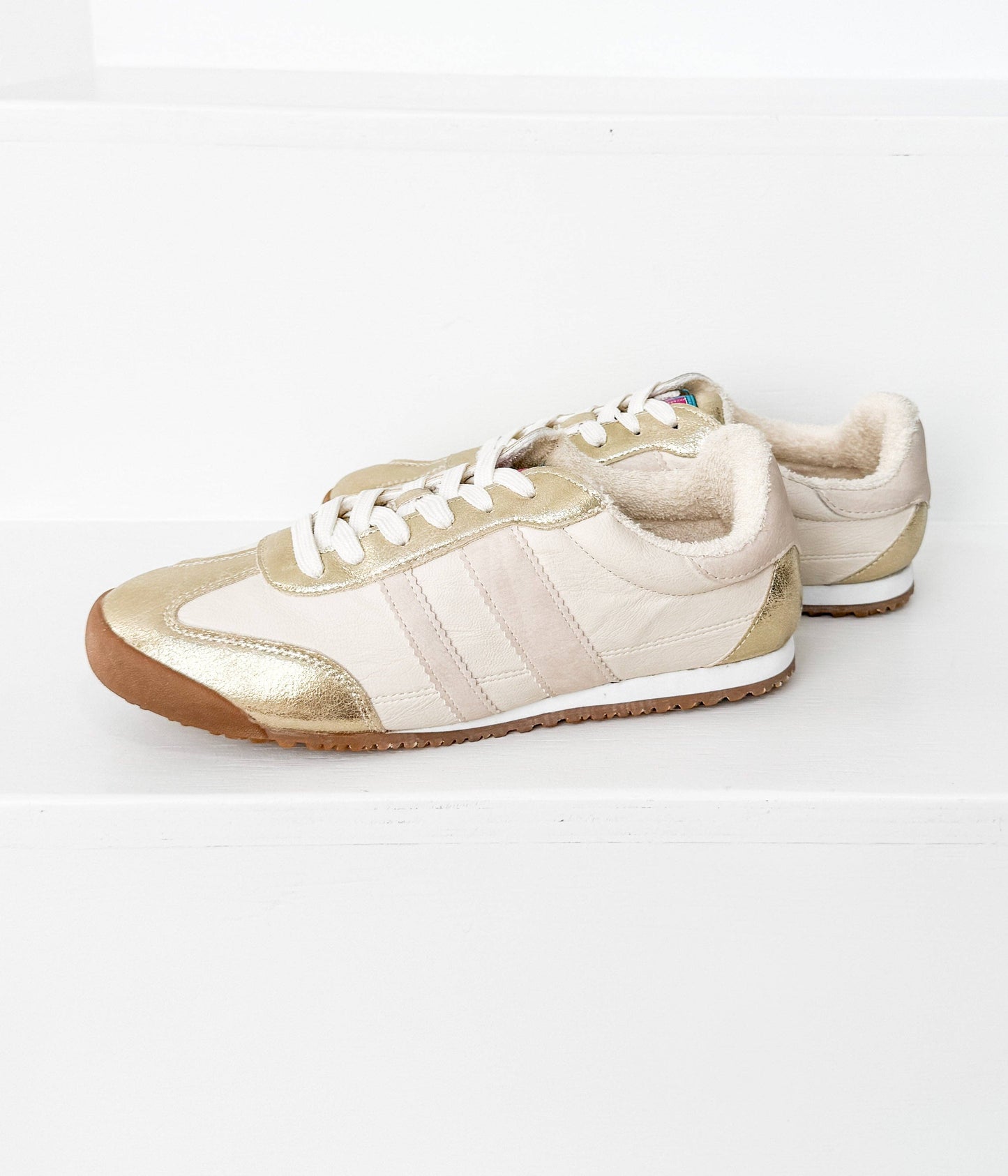 Madrid Sneaker in Beige and Gold