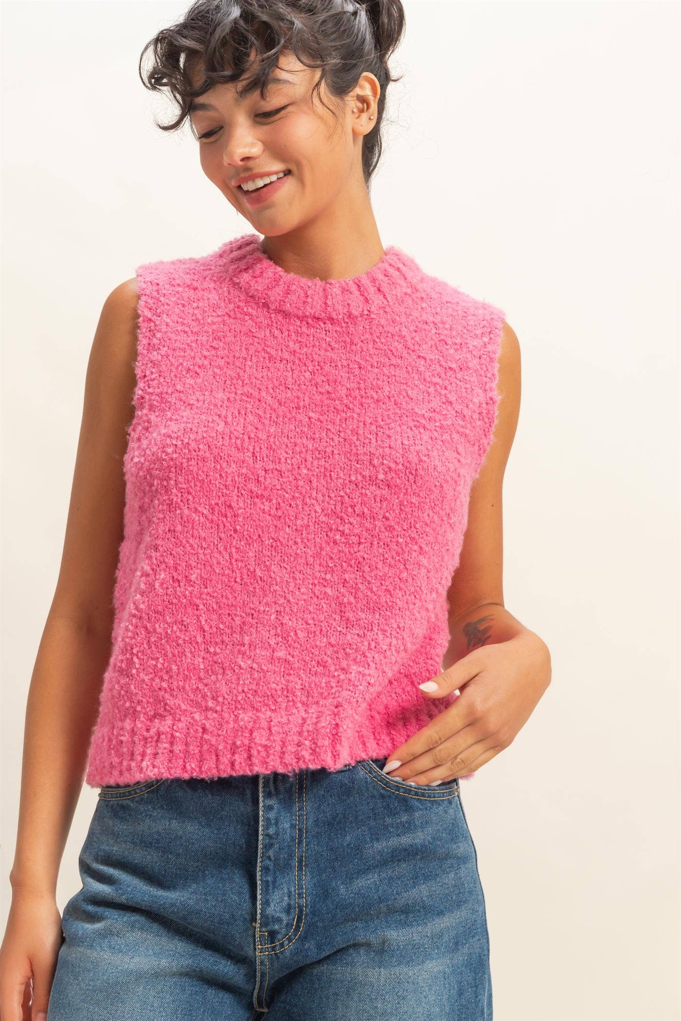 Crew Neck Sleeveless Sweater