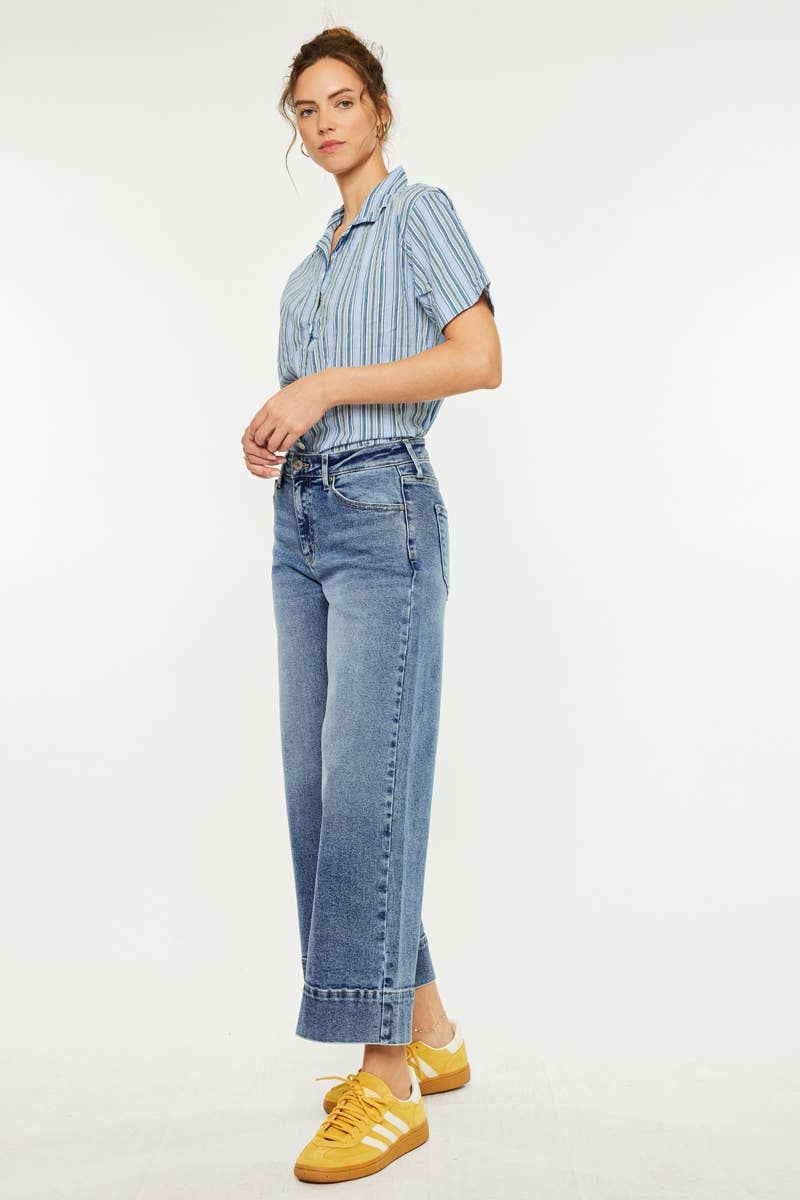 OPEN PACK HIGH RISE CROP WIDE JEANS-KC7479D