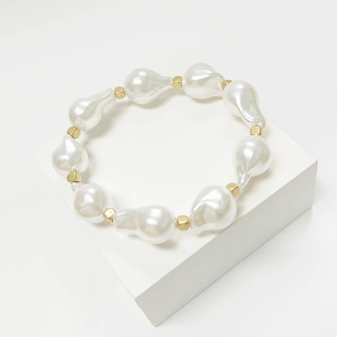 PEARL - Baroque Pearl Stretch Bracelet (BBR128)