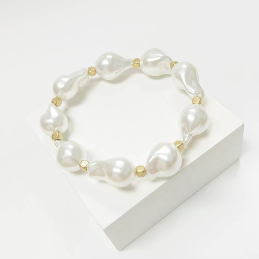 PEARL - Baroque Pearl Stretch Bracelet (BBR128)