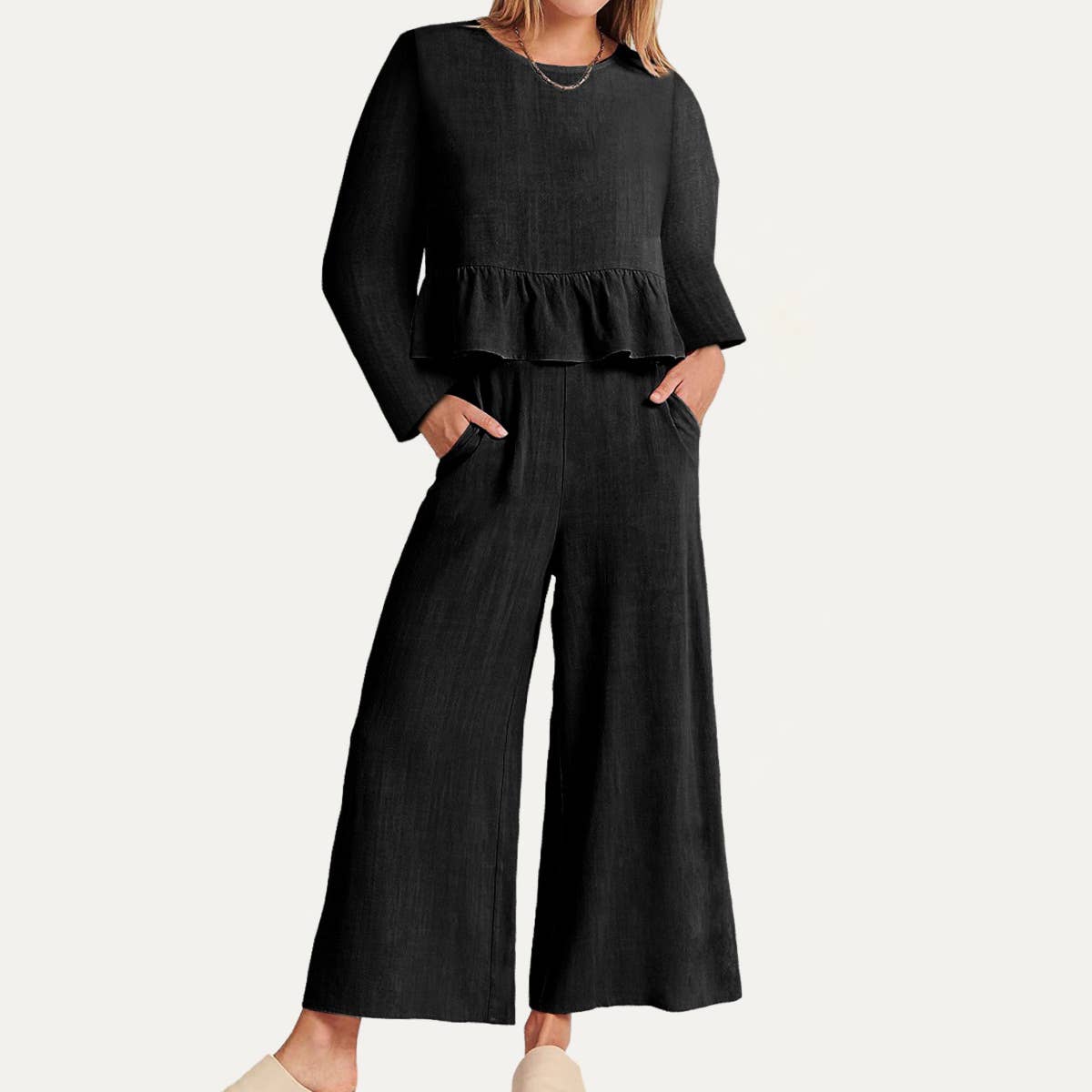 Cozy and Chic Long Sleeve Top and Pants Two-Piece Set