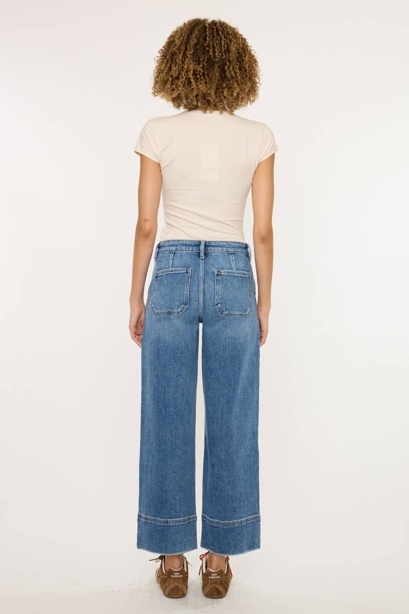 OPEN PACK HIGH RISE CROPPED WIDE LEG JEANS-KC9400D