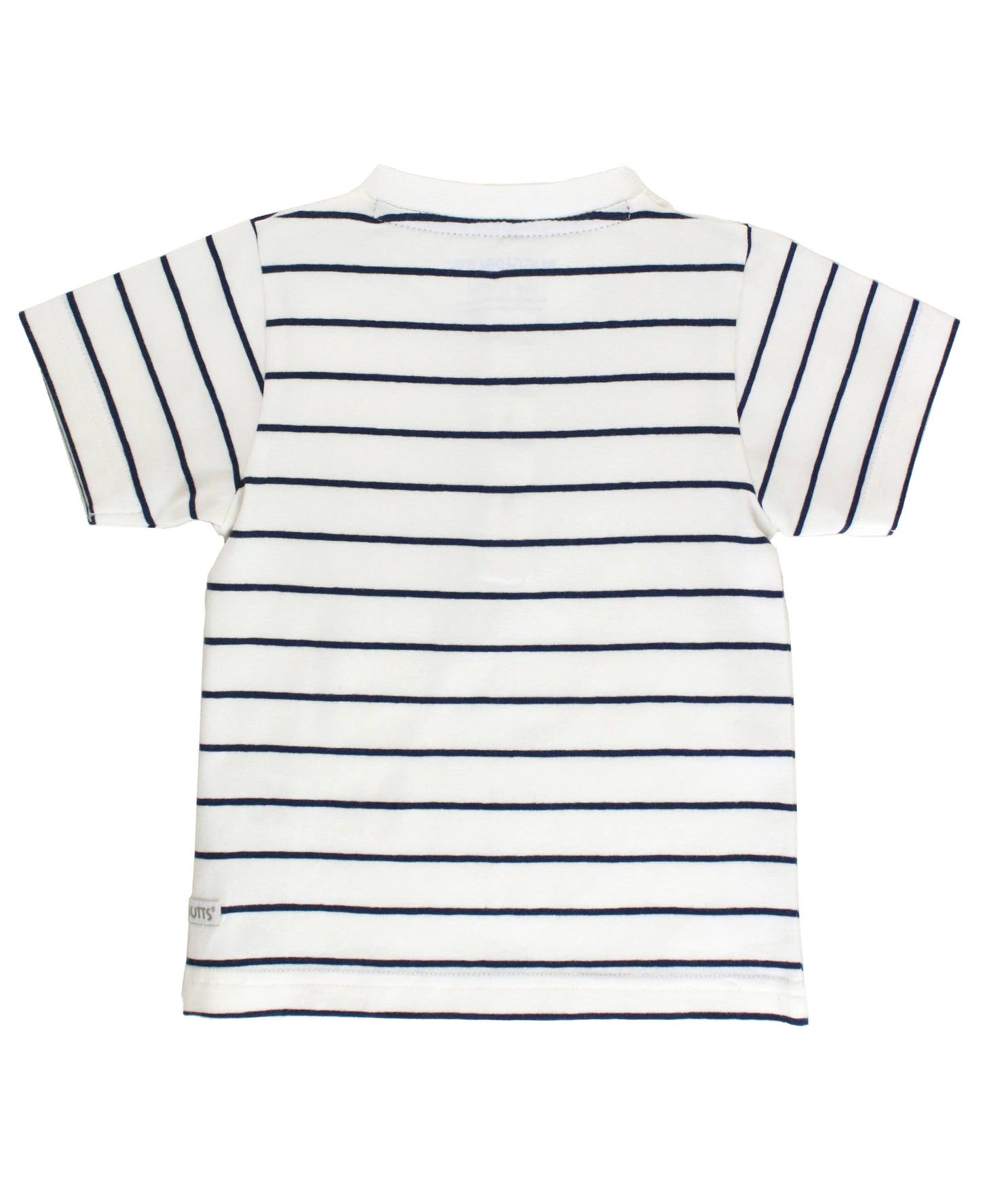 Boys White & Navy Stripe Short Sleeve Henley