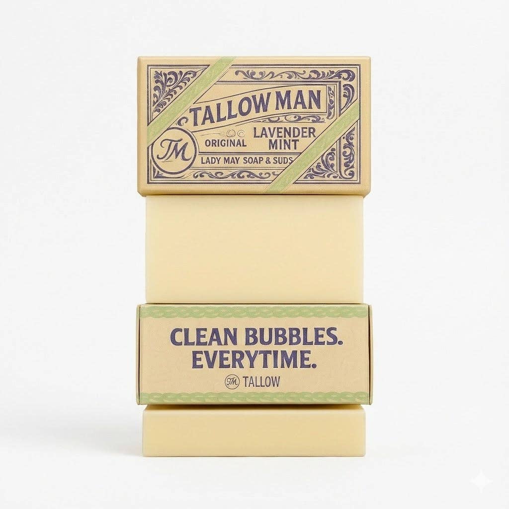 All-Natural Tallow Soap - Lavender Mint & Unscented Bar Soap with Grass-Fed Beef Tallow