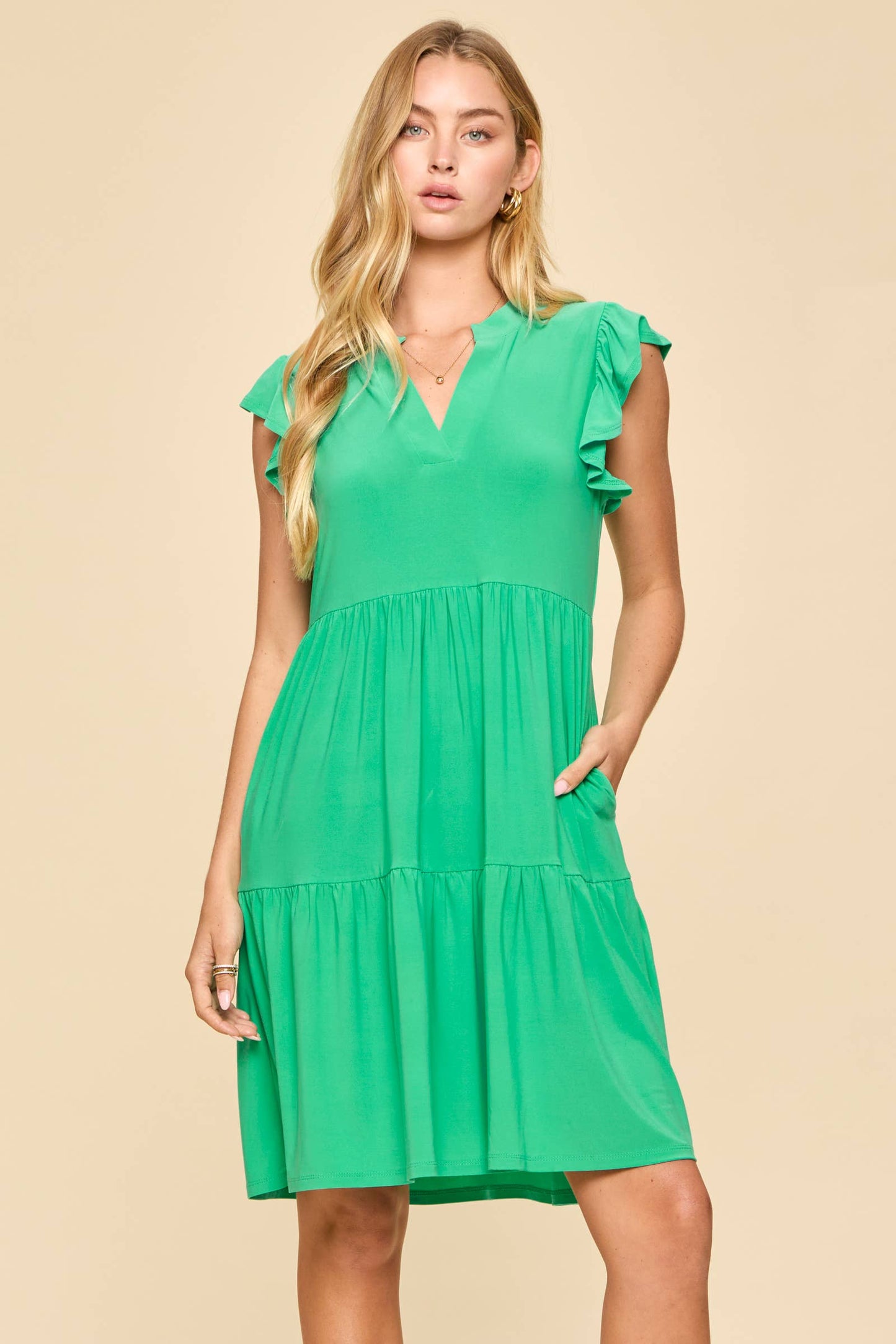 Flutter Sleeve Tiered Forever Dress