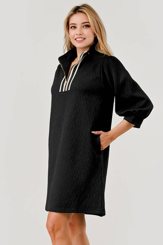 Mandy Textured fabric Zipper Dress Black