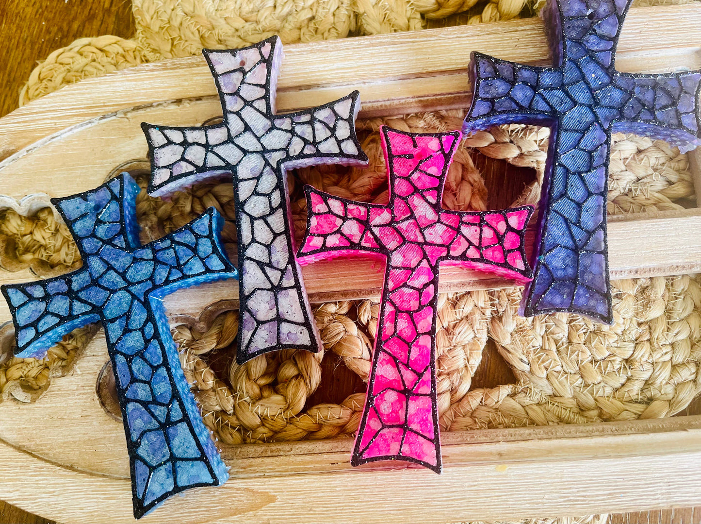 Stained Glass Cross Car Freshie 