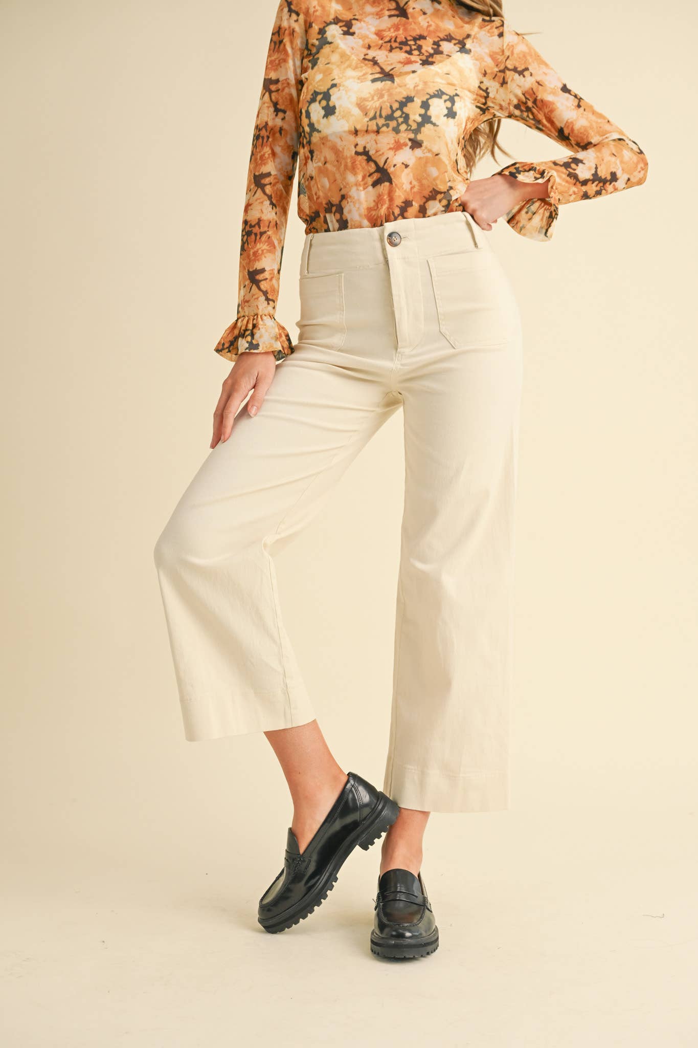 HIGH WAIST CROPPED WIDE LEG PANTS MP3303