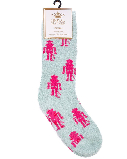 Women's Candy Nutcracker Snuggle Socks   Sky/Hot Pink   One Size