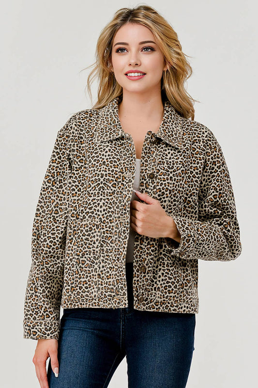 Leopard Print, Animal Print Denim Jacket