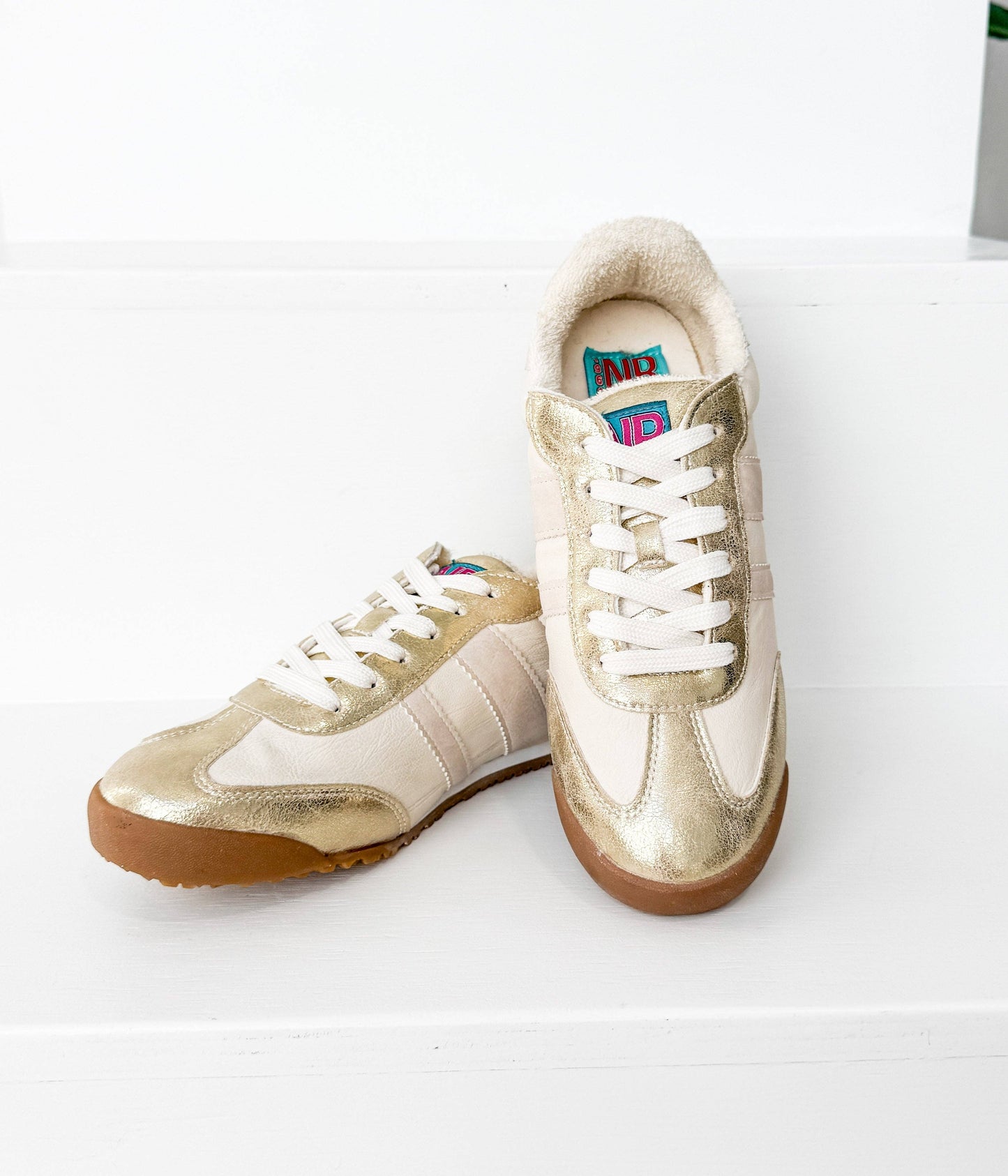 Madrid Sneaker in Beige and Gold