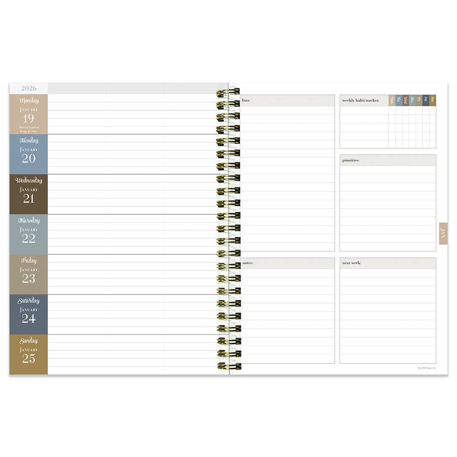 Rustic Floral Medium Weekly Monthly Planner 2025-2026