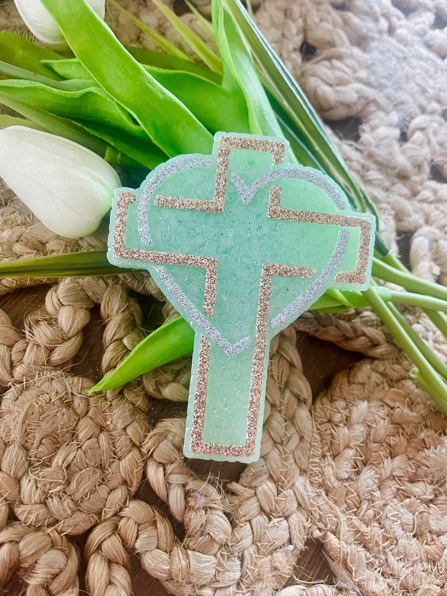 Cross with Heart Car Freshie 