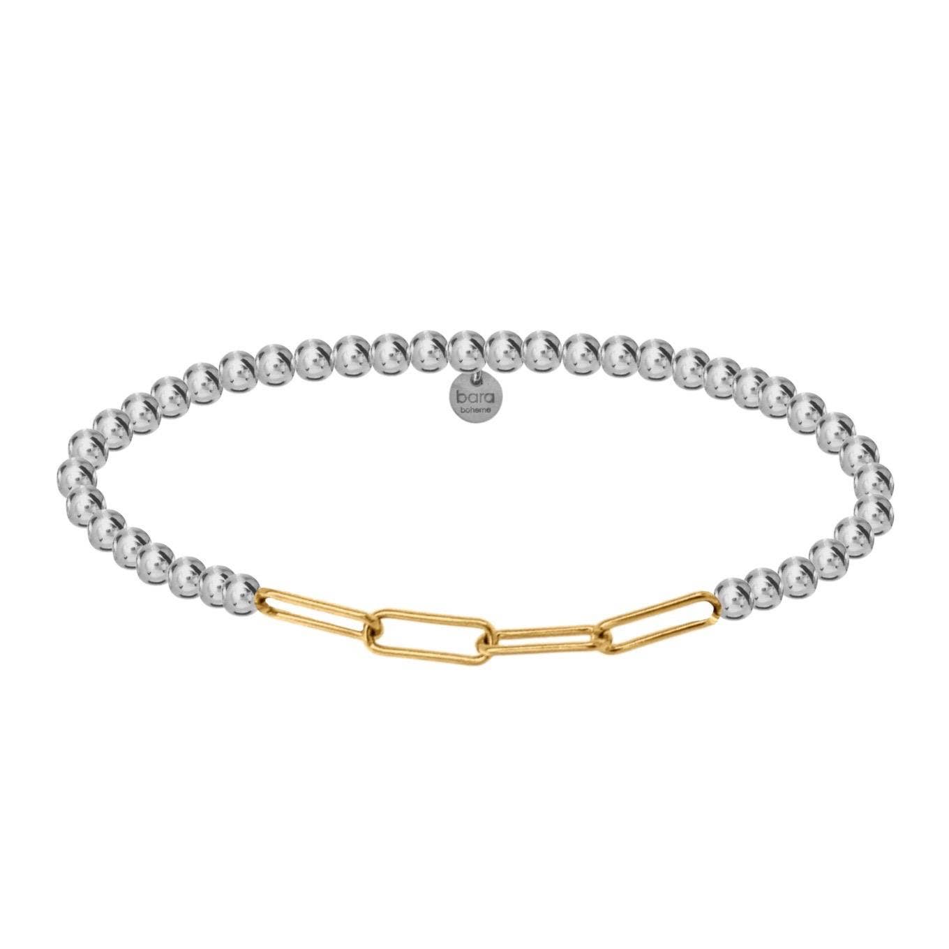 Classic Paperclip | Stretchy Chain Gold Filled bead Bracelet