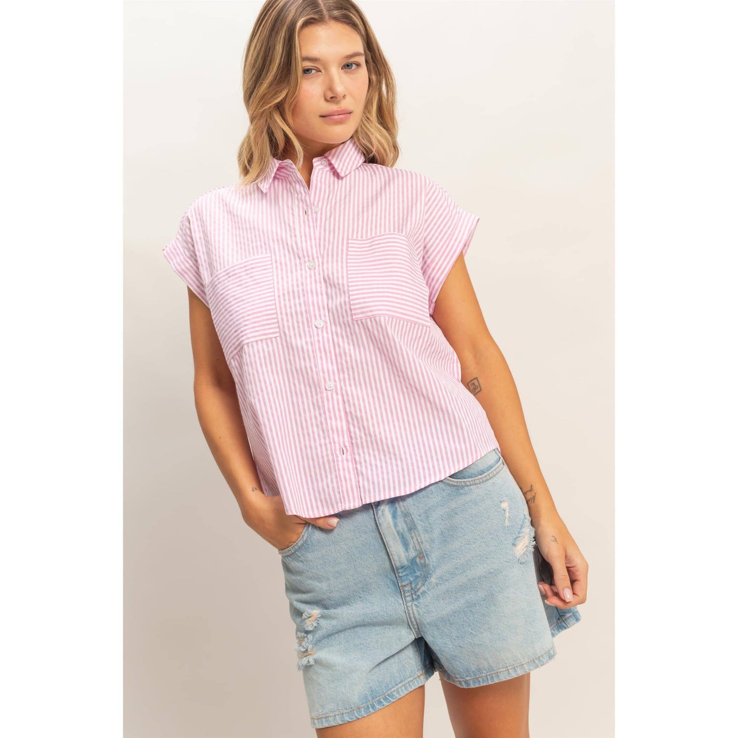 Button-Up Striped Shirt