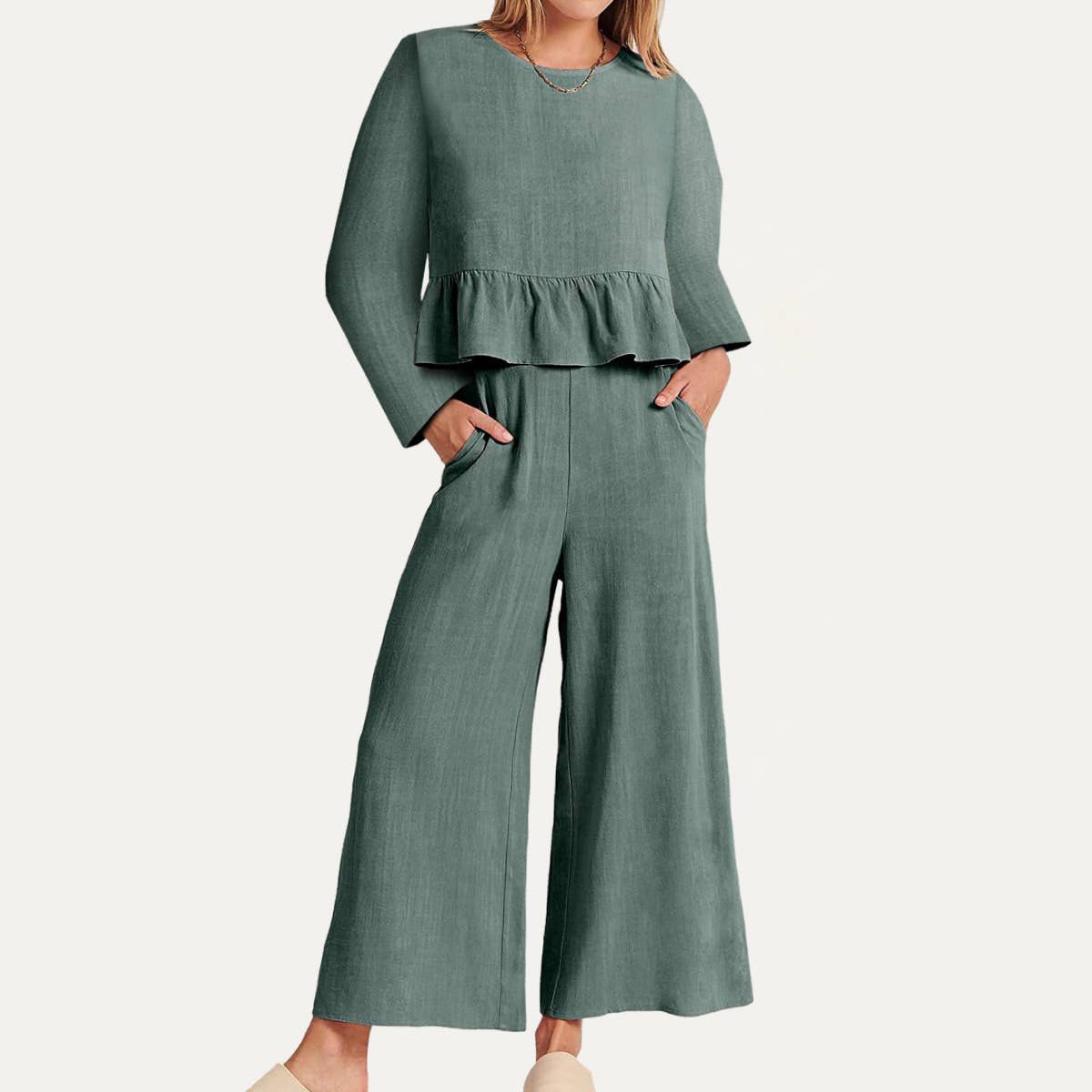 Cozy and Chic Long Sleeve Top and Pants Two-Piece Set